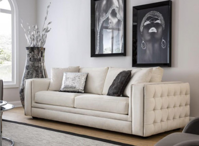 Klassische Chesterfield Dreisitzer Möbel Sofa Luxus Couchen beige 3 Sitz Sofas